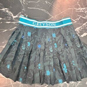Greyson Black and Blue Athletic Skater Mini Skirt